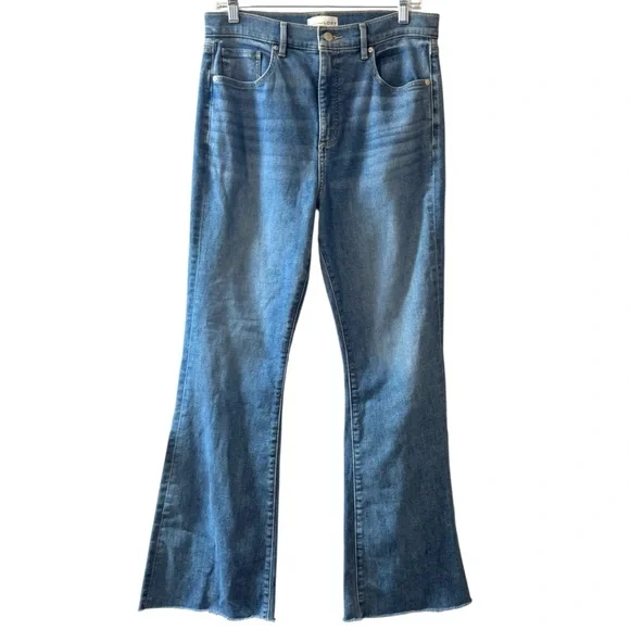 Loft The Slim Flare High Rise Raw Hem Jeans 30 10 made & loved boho trendy - Picture 3 of 16